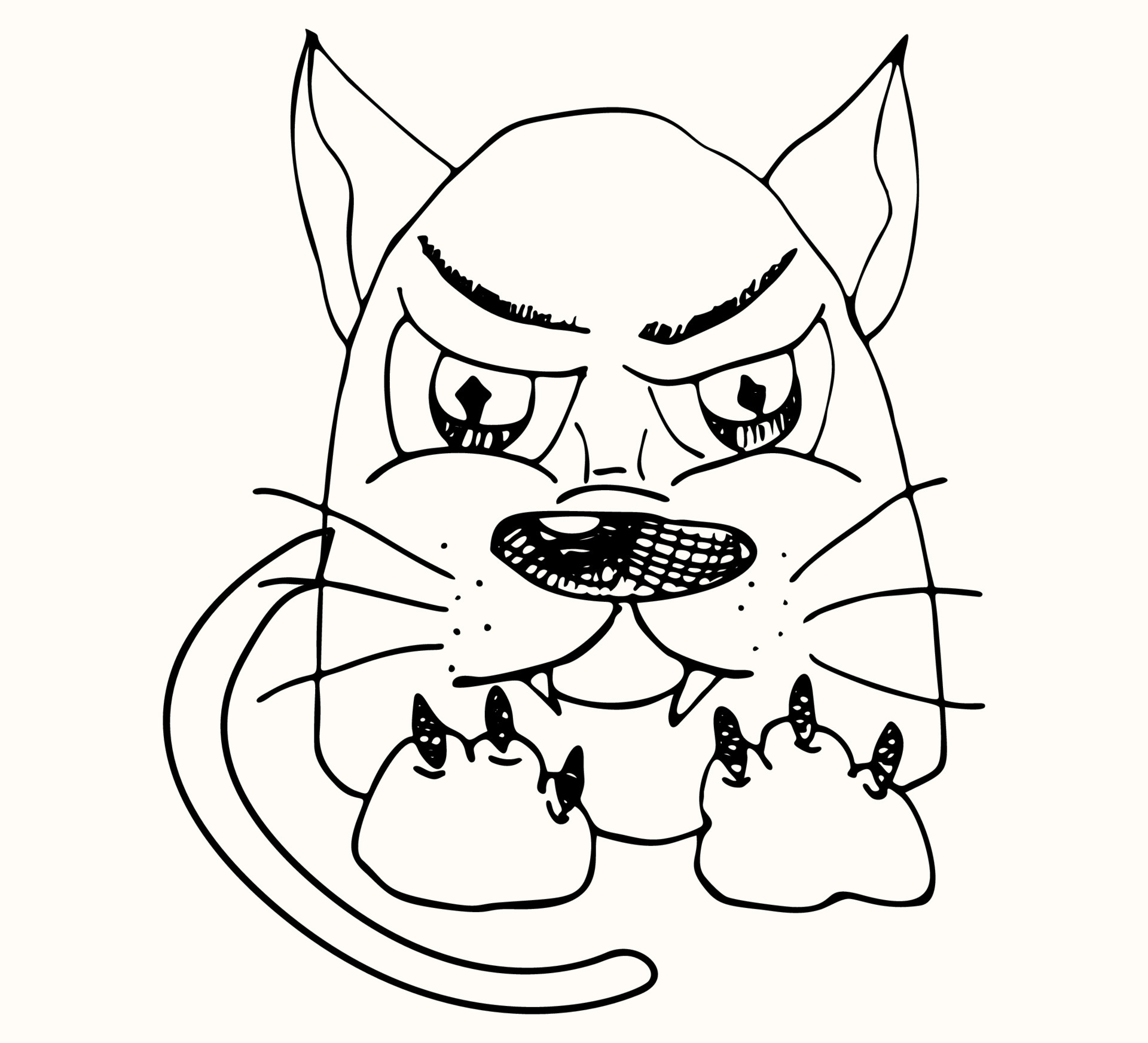 How to draw an angry cat 