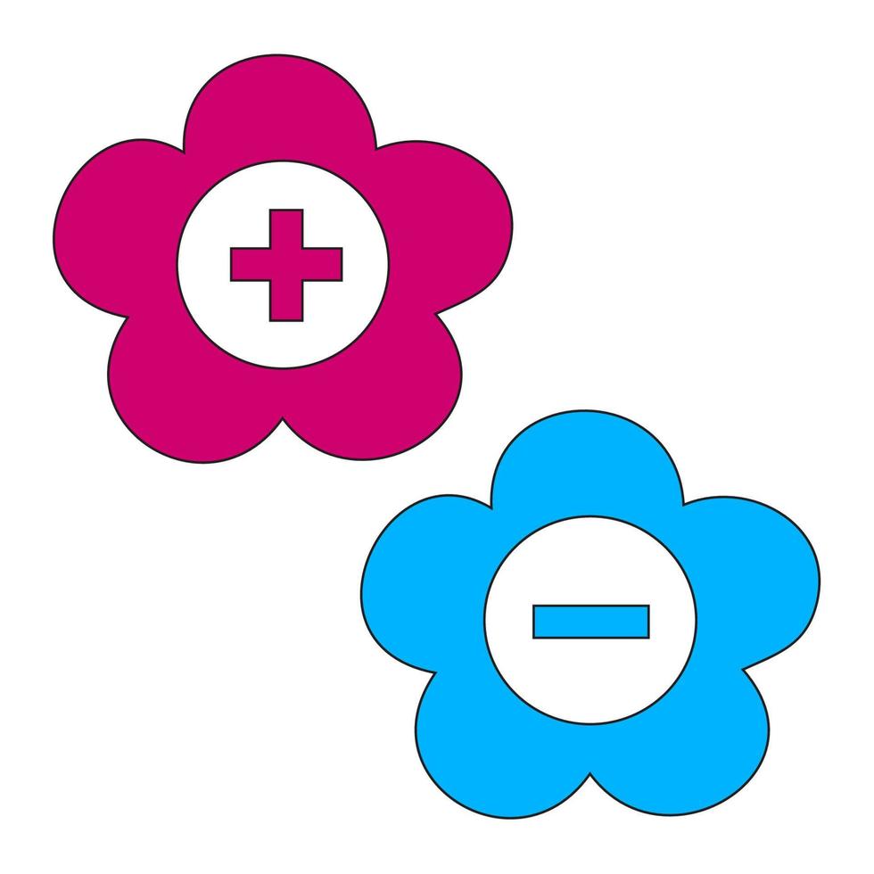 Plus and minus icon set in circle . Vector illustration