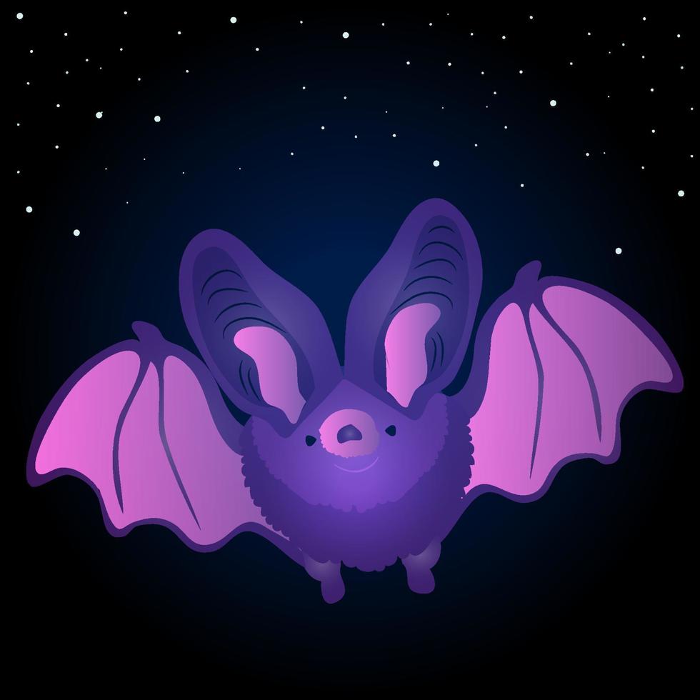 Cartoon character. Funny violet bat. vector illustration