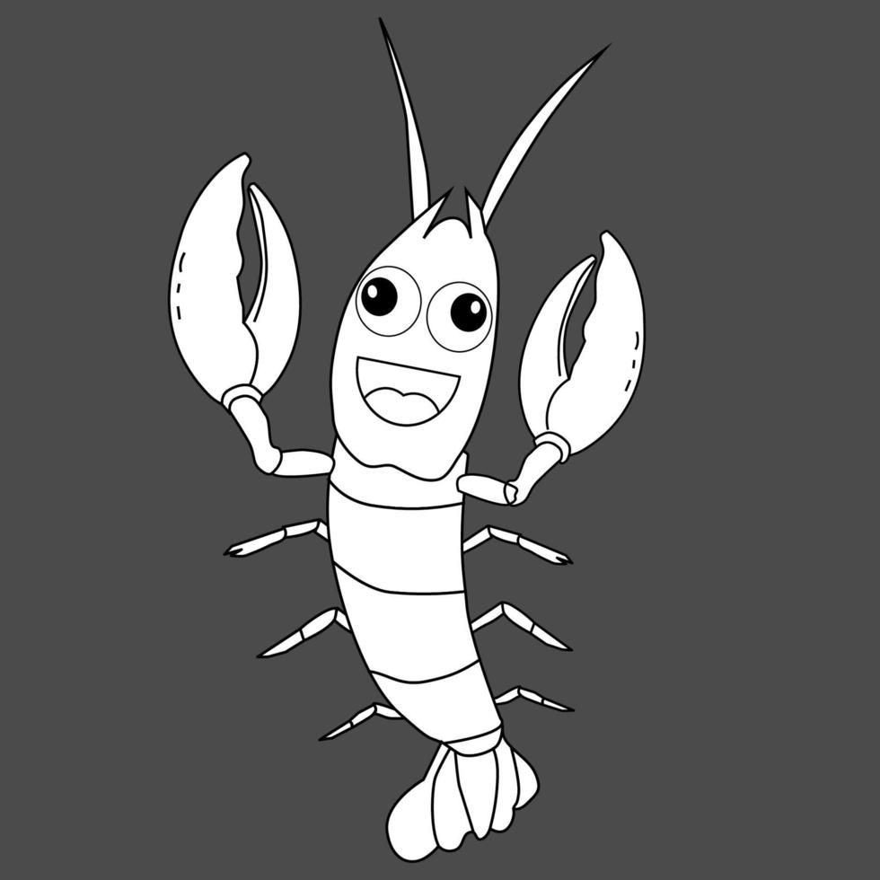Funny cartoon character crayfish on white background.Vector illustration vector