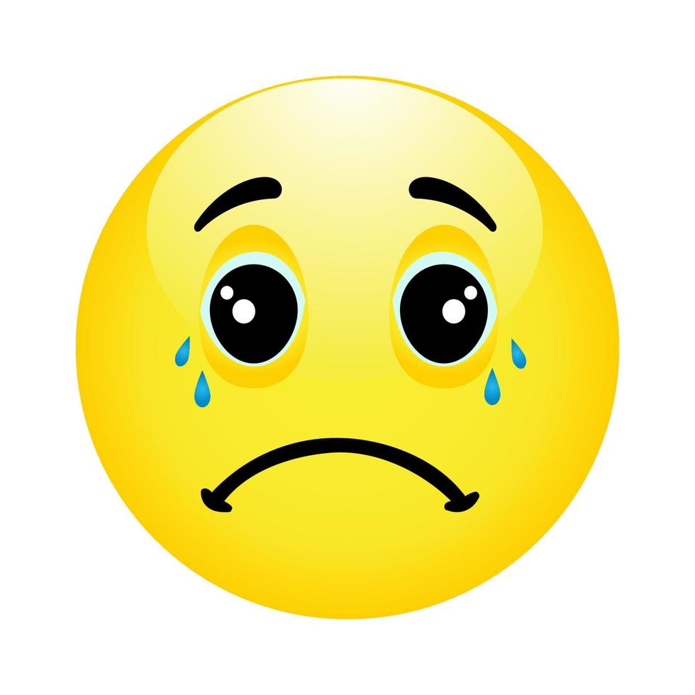 Depressed and sad emoticon on white background vector