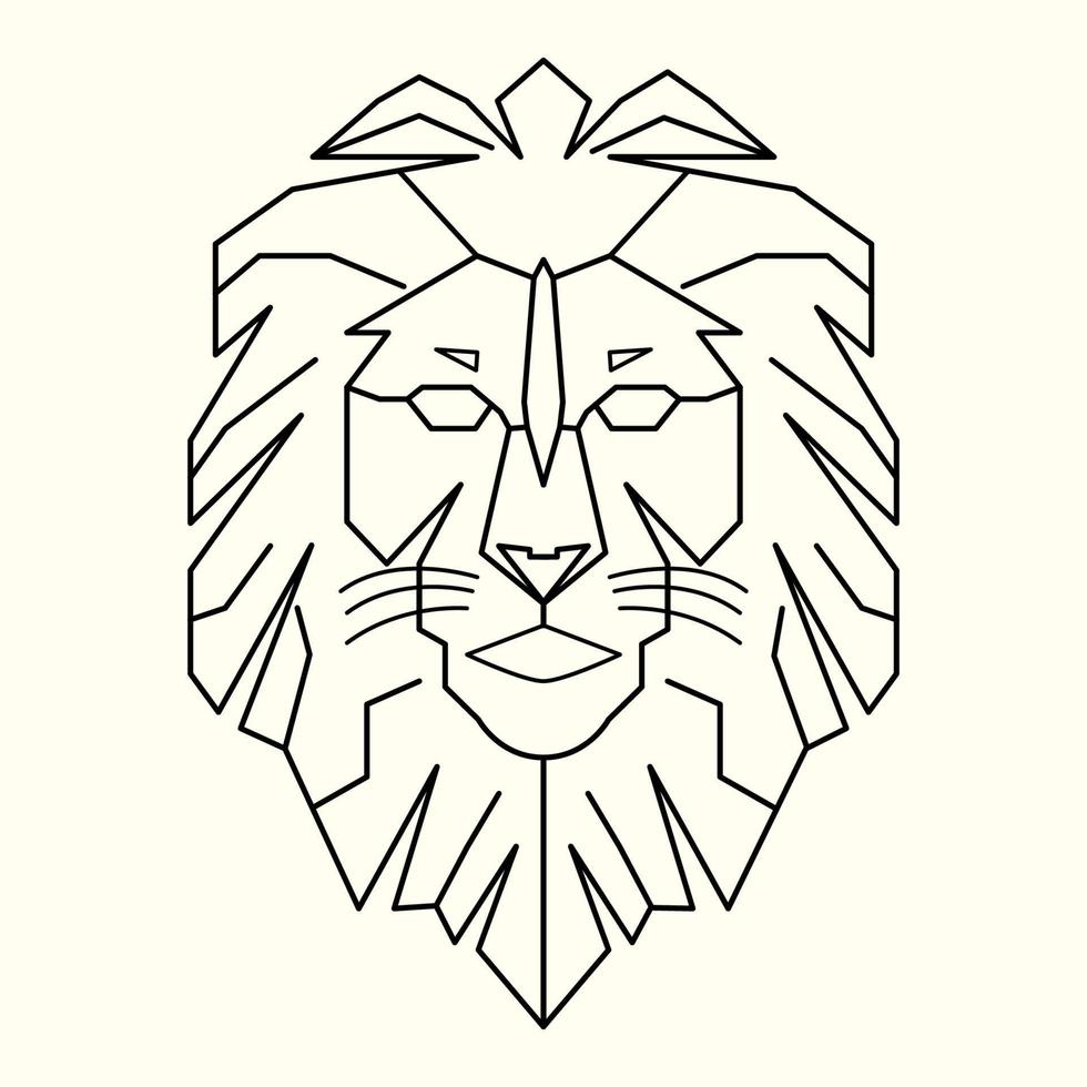 geometric lion logo king walking line art outline vector download