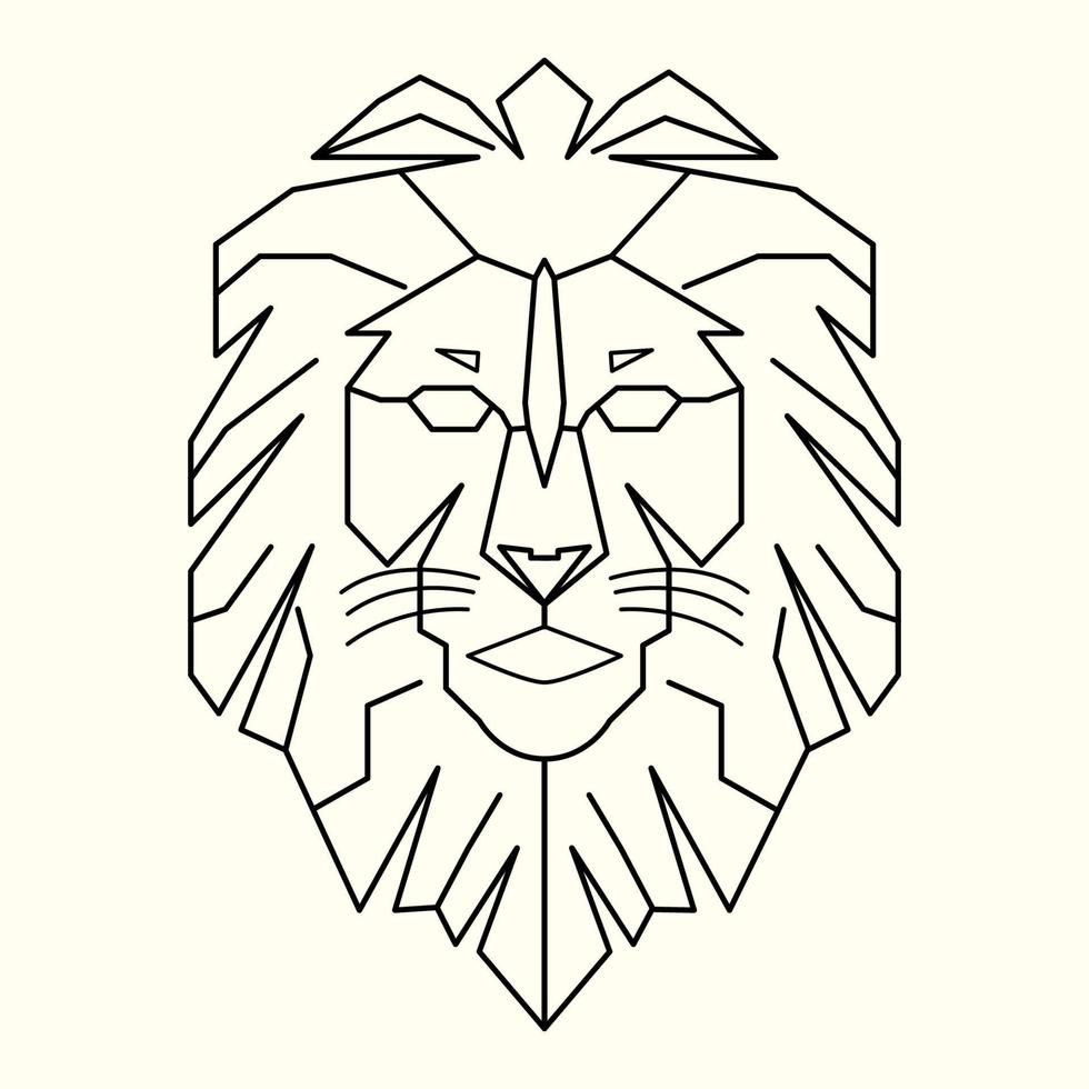 geometric lion logo king walking line art outline vector download