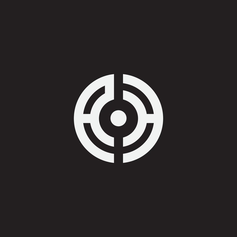 Initial letter AH in circle monogram logo design. vector