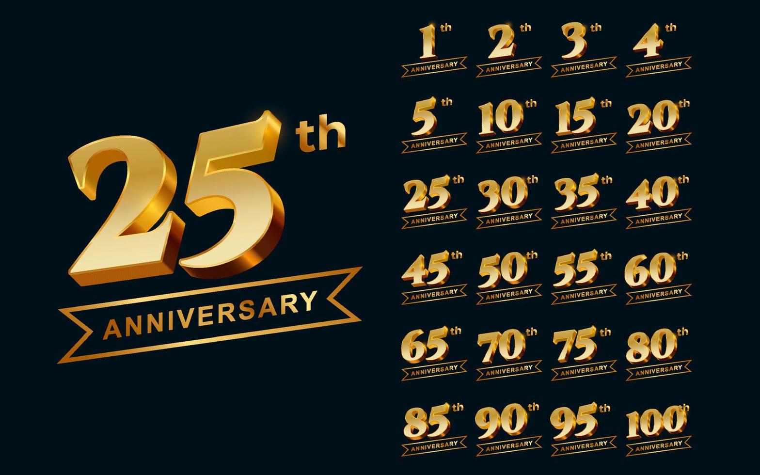 golden anniversary badge illustration set vector