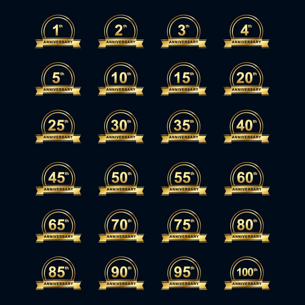 golden anniversary badge illustration set vector