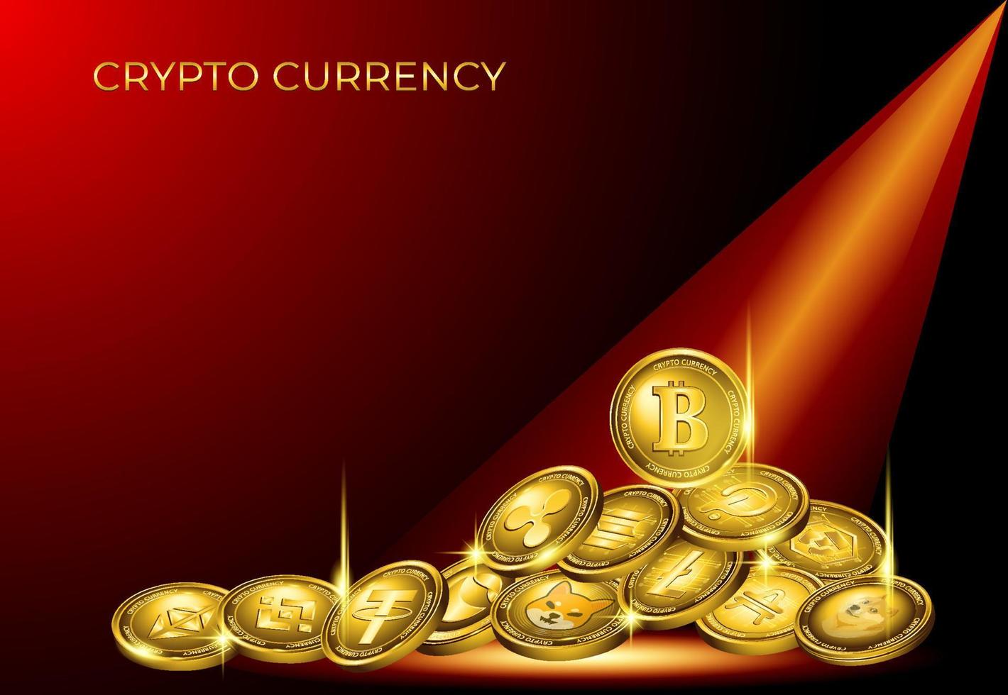 cryptocurrency background with spotlight effect background vector