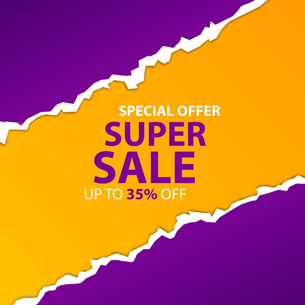Sale background with torn paper shape. vector
