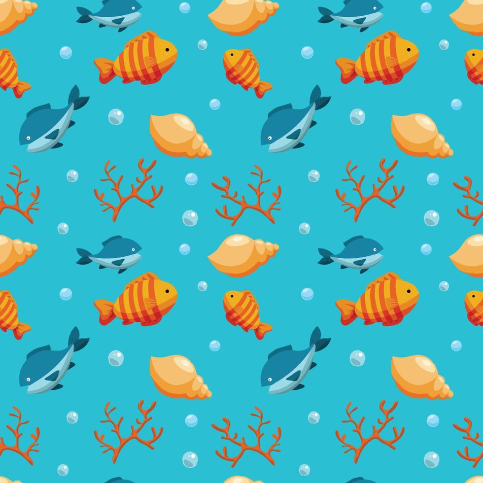 Hand drawn world oceans day seamless pattern. vector