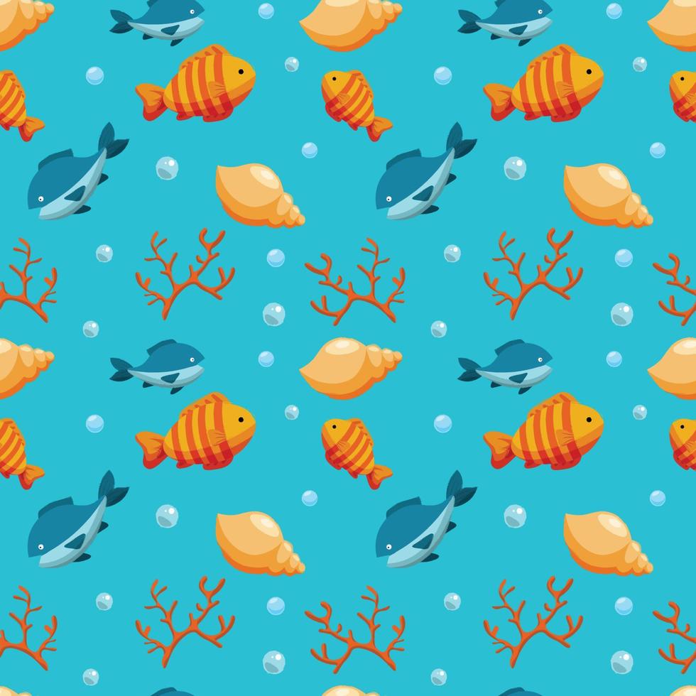 Hand drawn world oceans day seamless pattern. vector