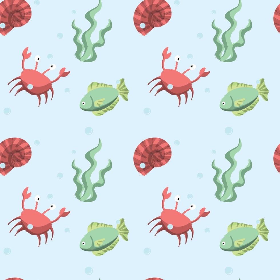 Hand drawn world oceans day seamless pattern. vector