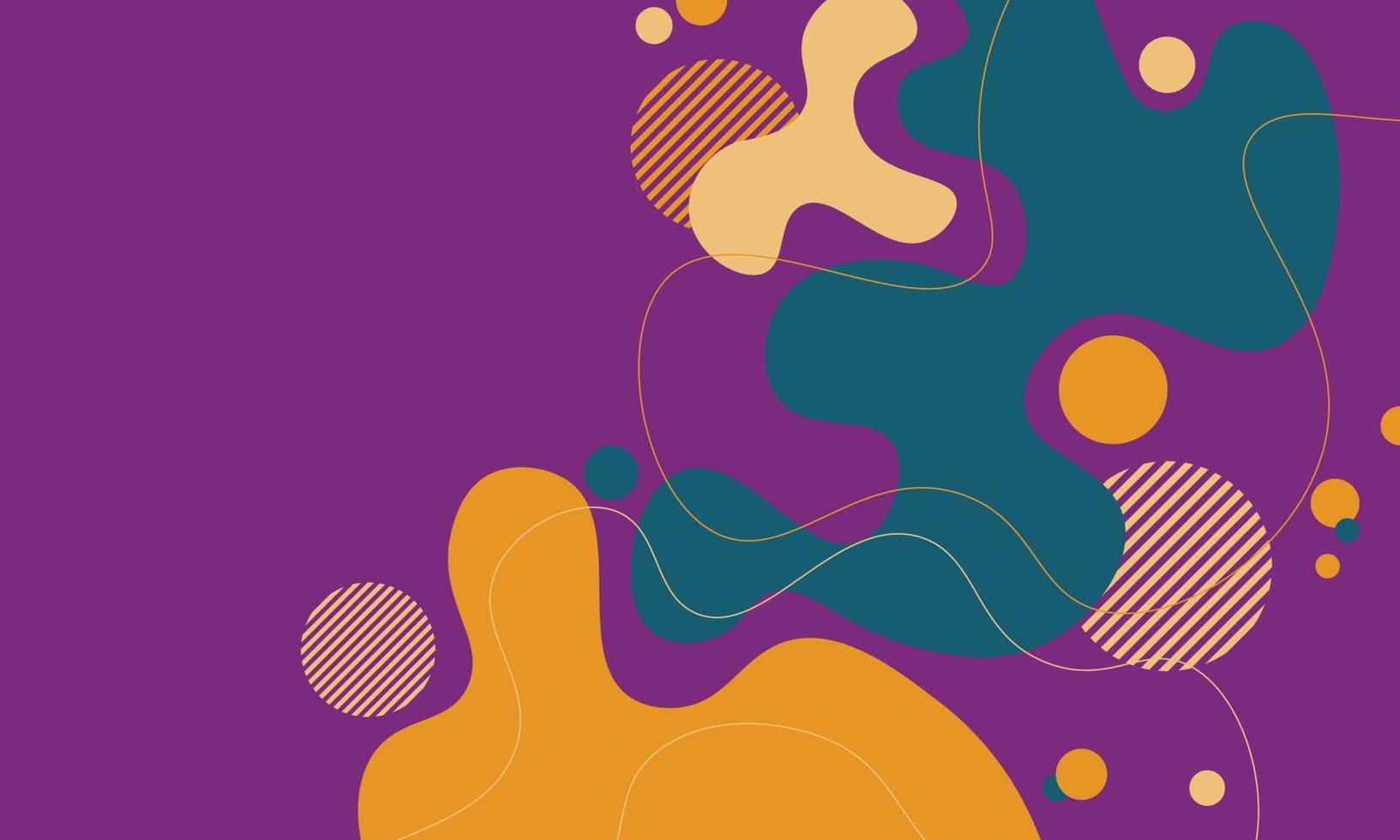 Abstract yellow, green and purple dynamic fluid shapes compositions of colored spots. vector