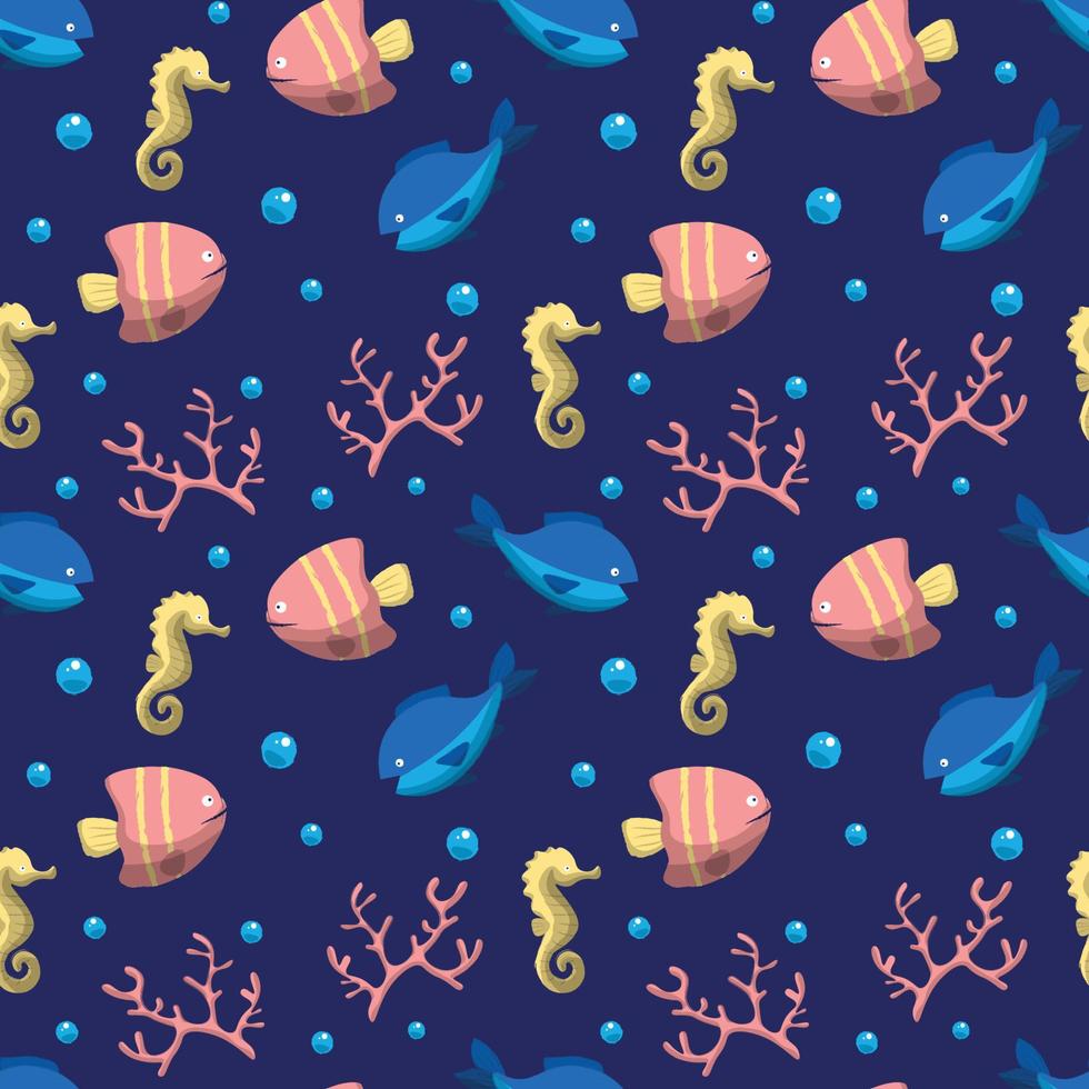 Hand drawn world oceans day seamless pattern. vector