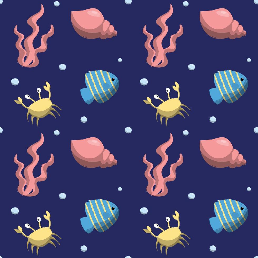 Hand drawn world oceans day seamless pattern. vector