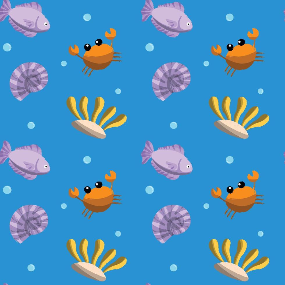 Hand drawn world oceans day seamless pattern. vector