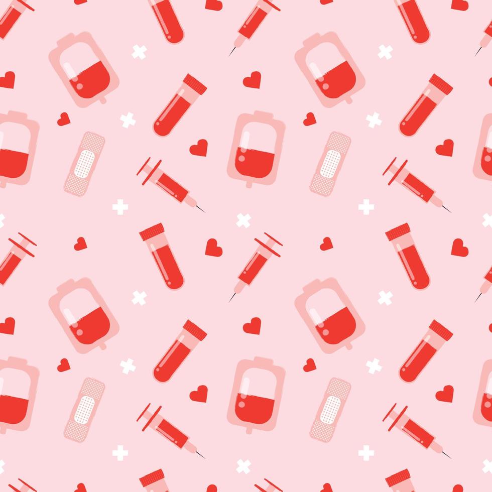 Hand drawn world blood donor day seamless pattern. vector