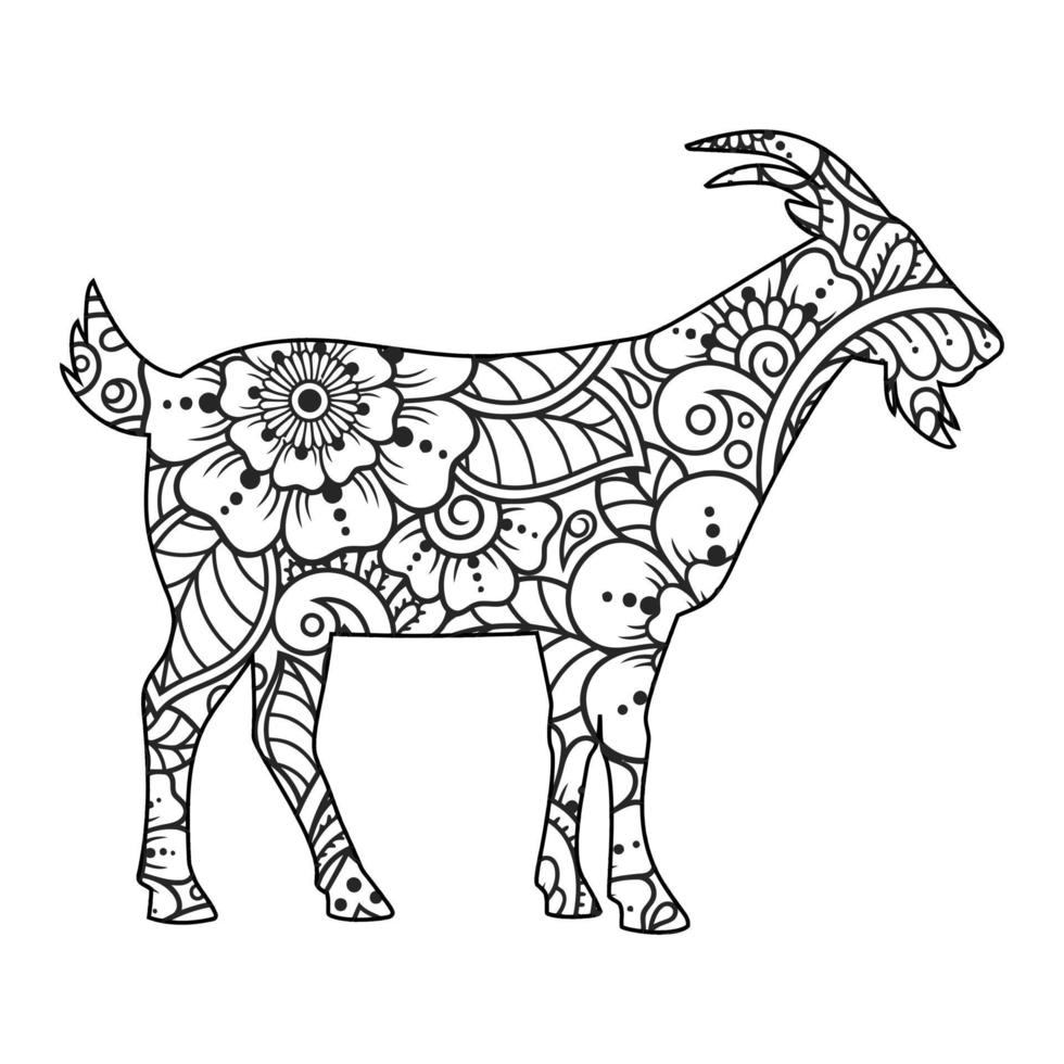 Mandala Goat Coloring Page vector