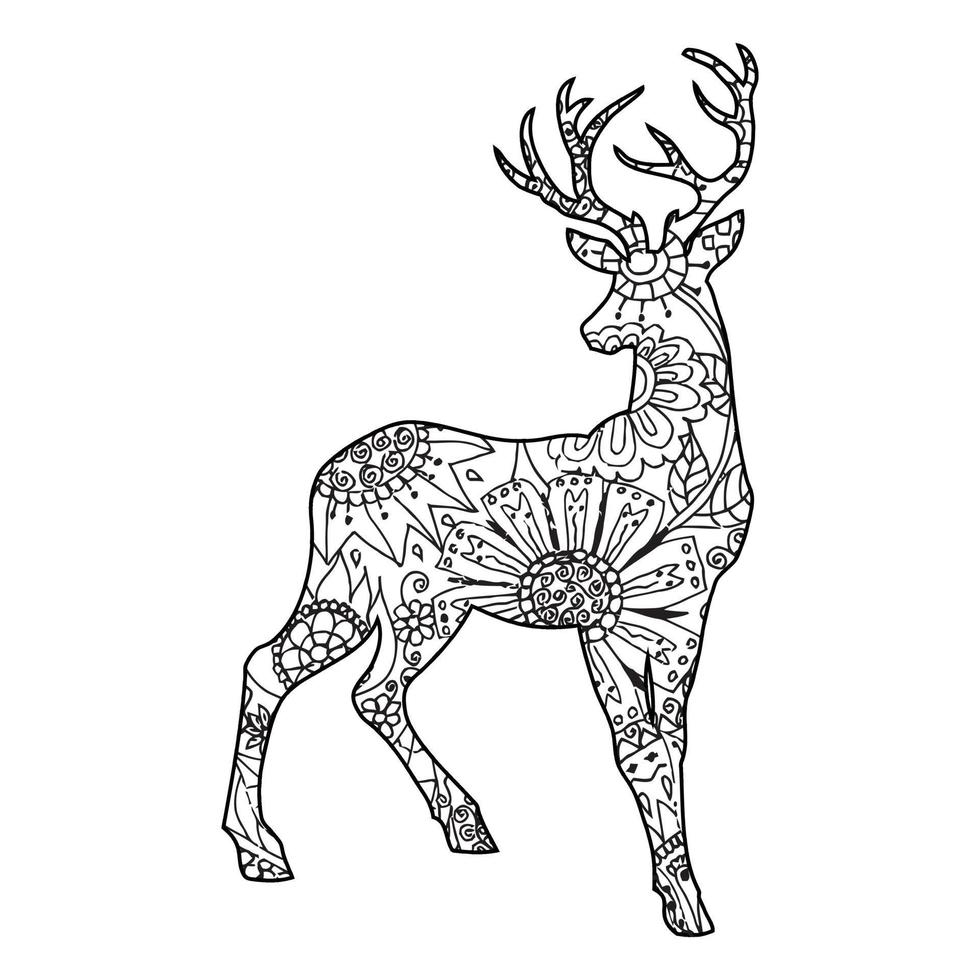 página para colorear ciervo mandala vector