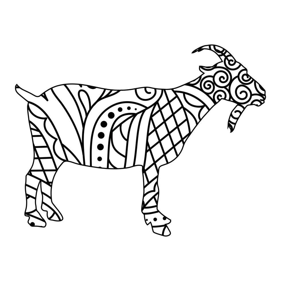 Mandala Goat Coloring Page vector