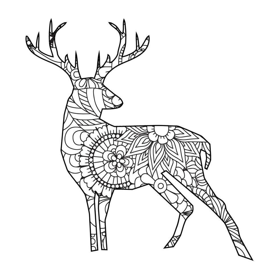 Mandala Deer Coloring Page vector