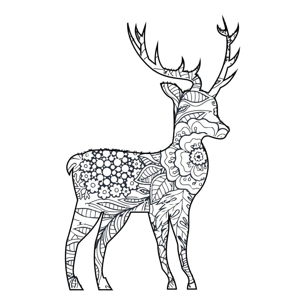 Mandala Deer Coloring Page vector