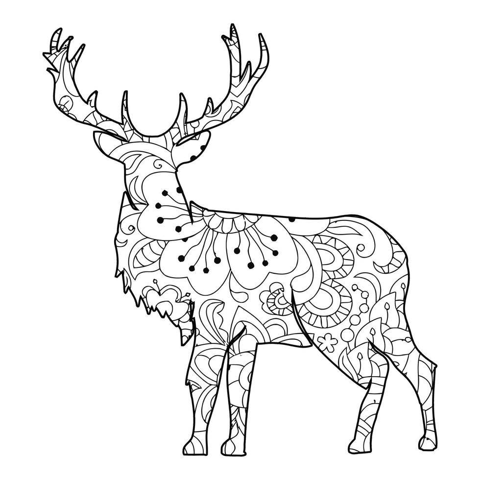 Mandala Deer Coloring Page vector