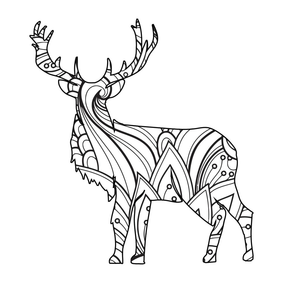 Mandala Deer Coloring Page vector