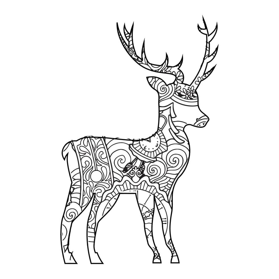 Mandala Deer Coloring Page vector