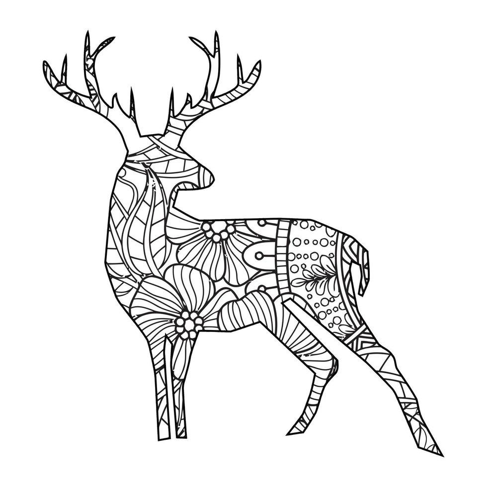 Mandala Deer Coloring Page vector