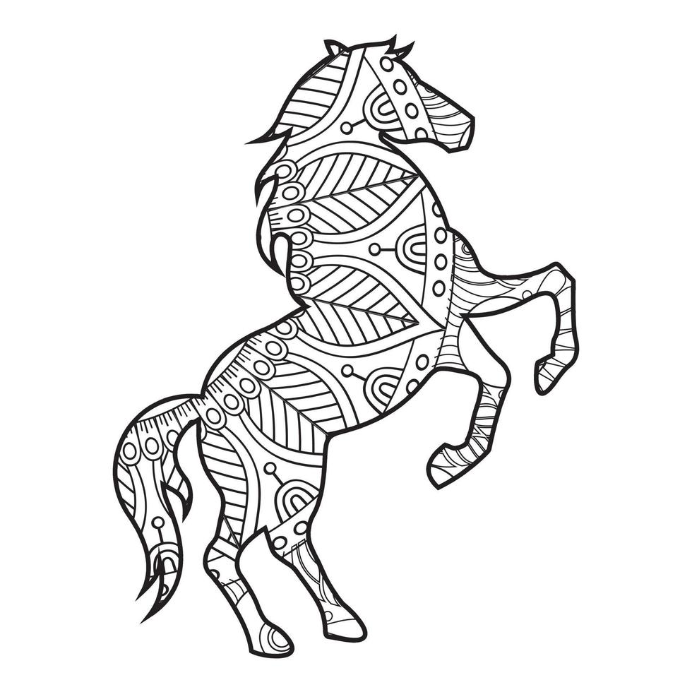 mandala caballo página para colorear vector