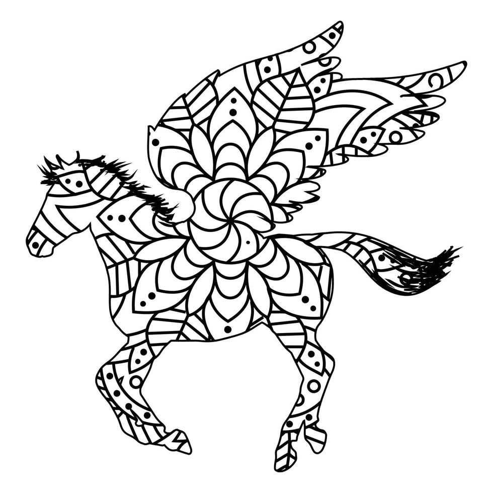 Mandala Horse Coloring Page vector