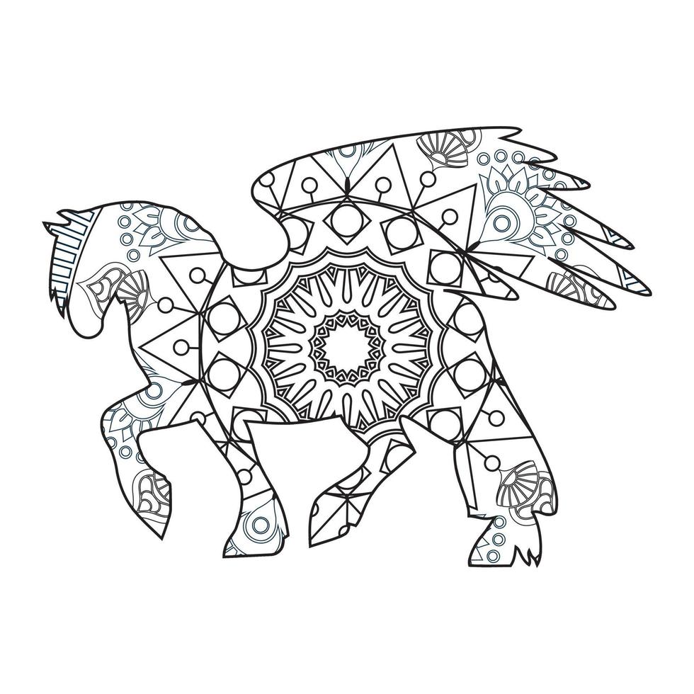 Mandala Horse Coloring Page vector
