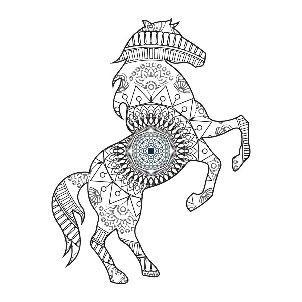 Mandala Horse Coloring Page vector