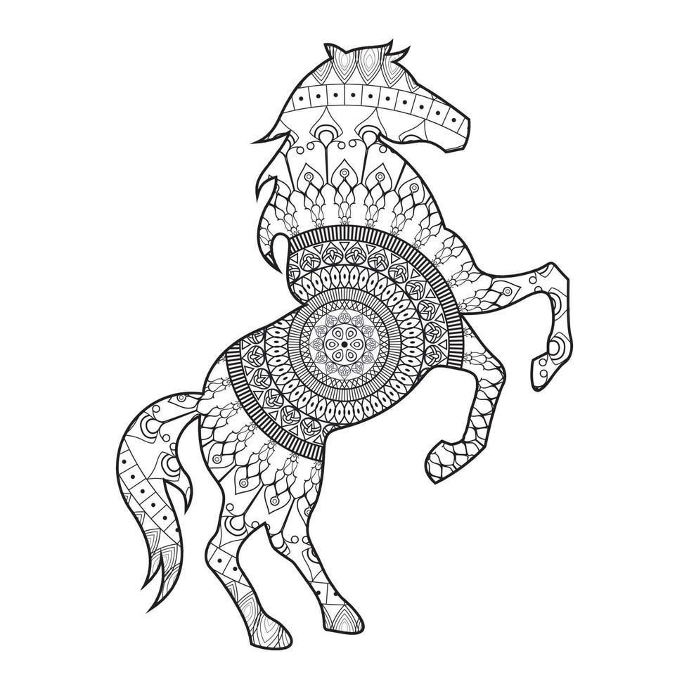 Mandala Horse Coloring Page vector