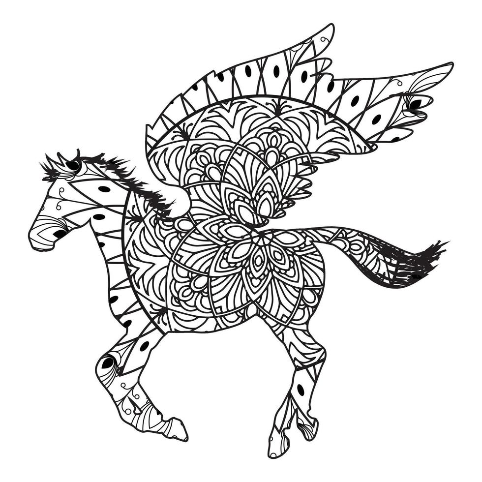 Mandala Horse Coloring Page vector