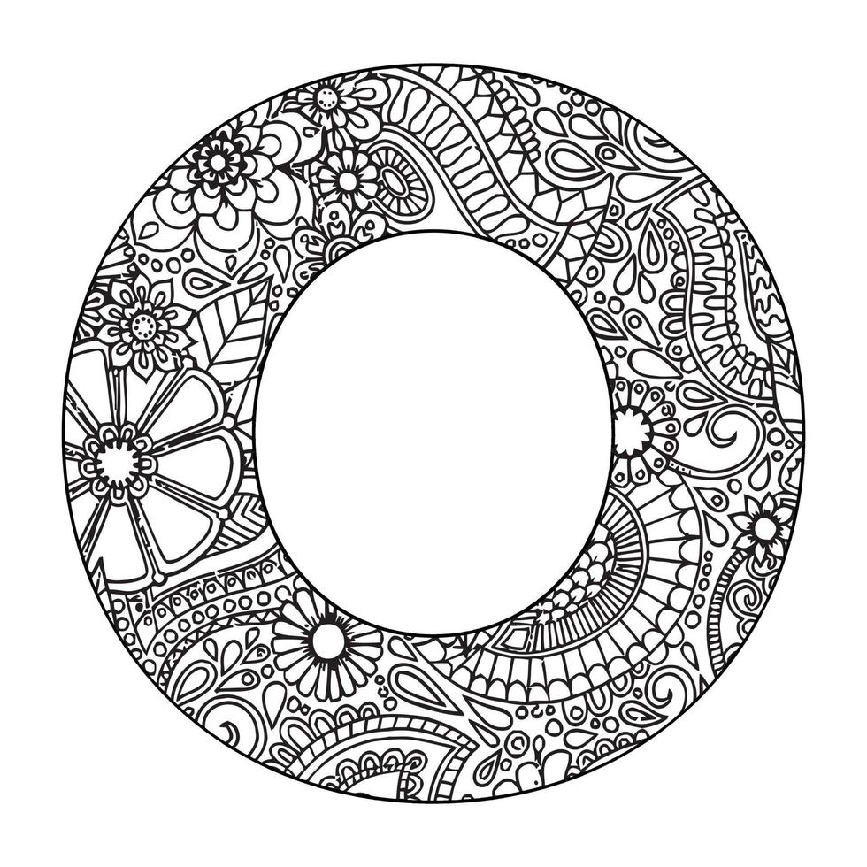 Mandala Alphabet Coloring Page For Kids vector