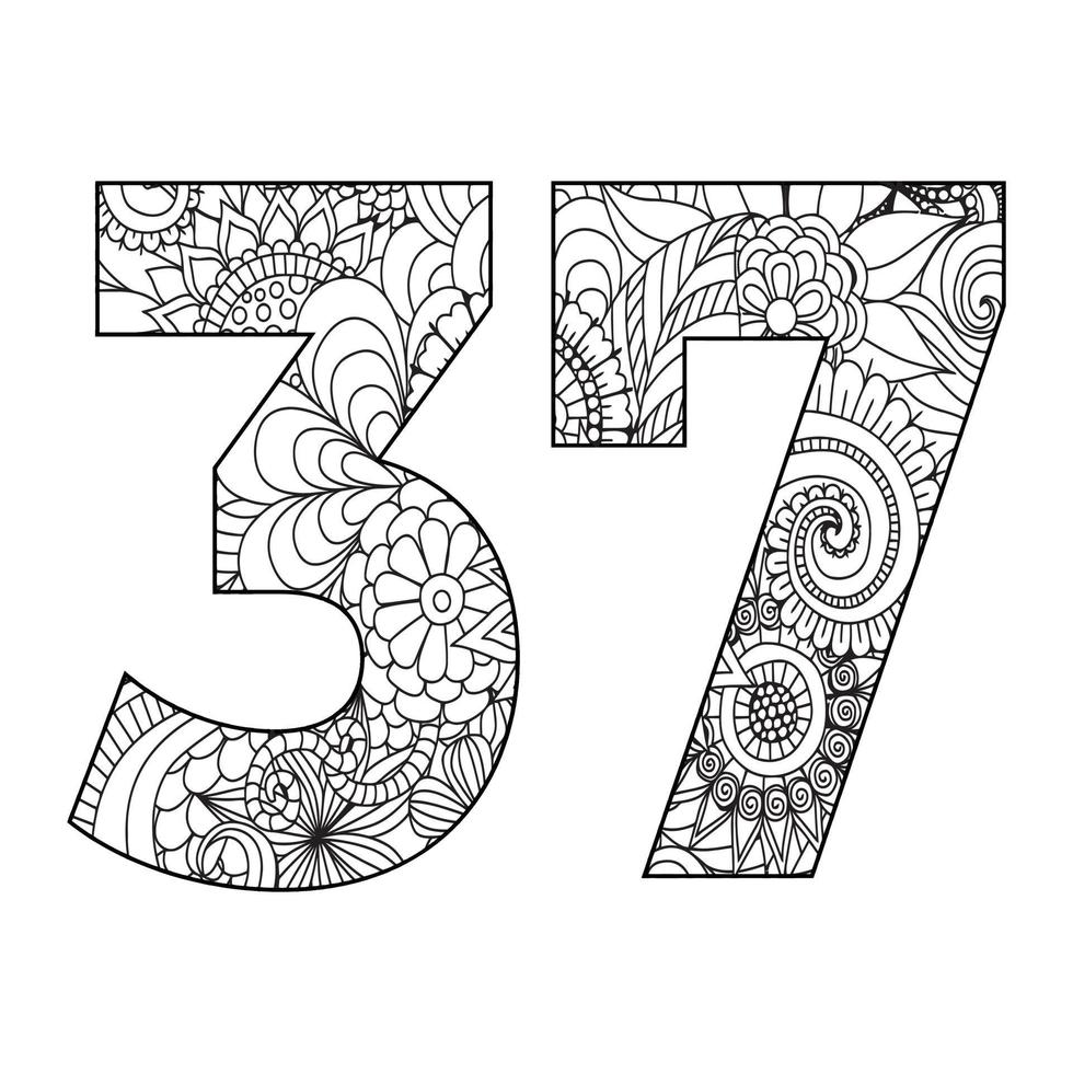 Mandala Number Coloring Page For Kids vector