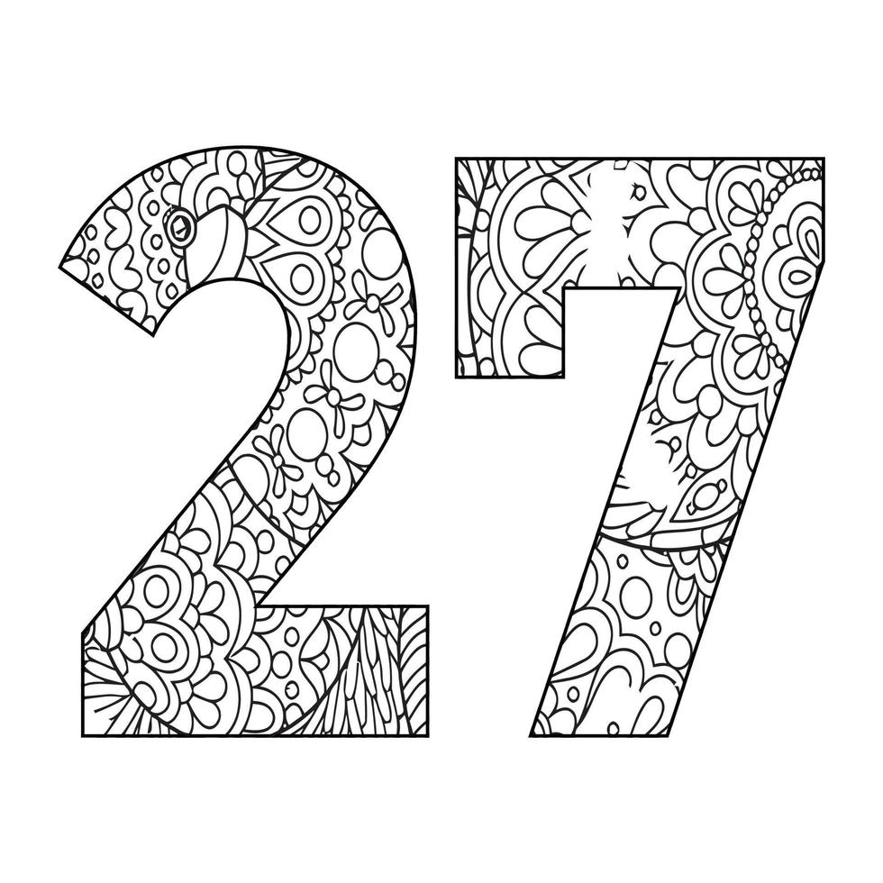 Mandala Number Coloring Page For Kids vector