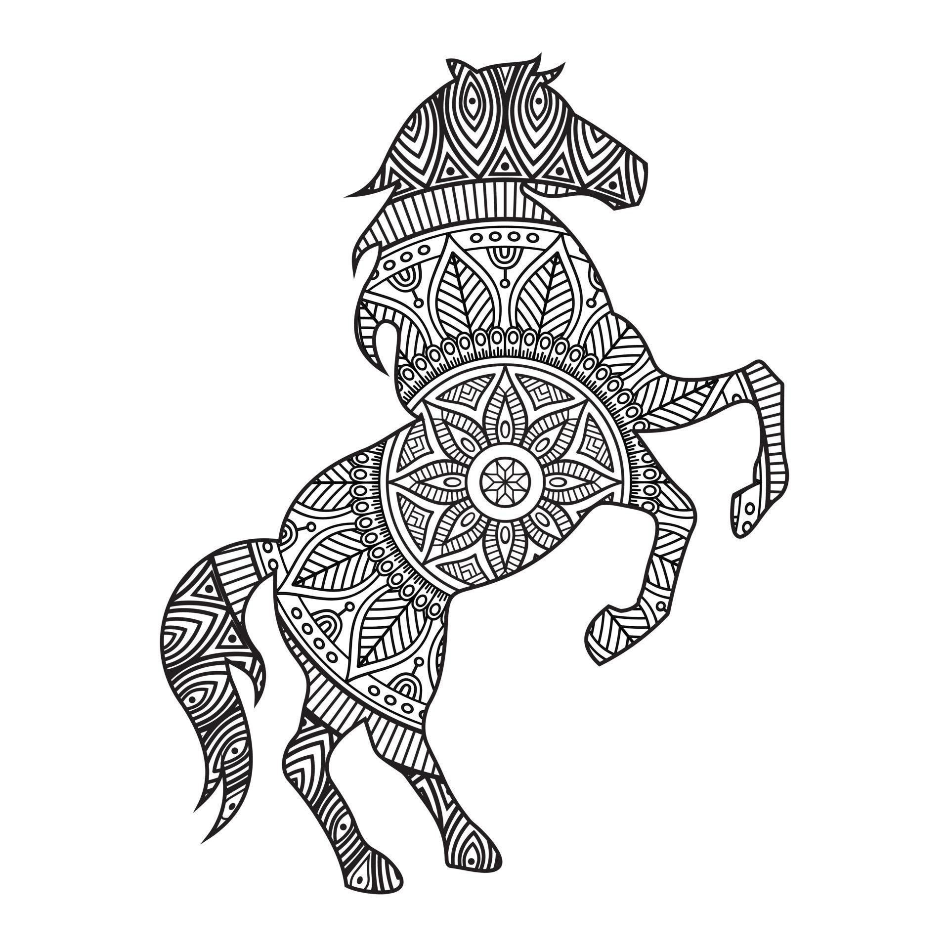 Mandala Horse Coloring Page 7063857 Vector Art at Vecteezy