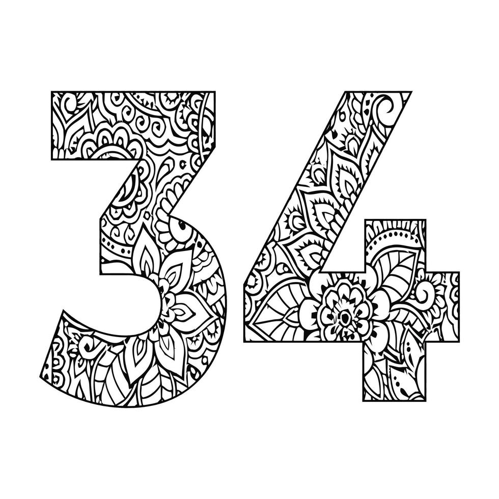 Mandala Number Coloring Page For Kids vector