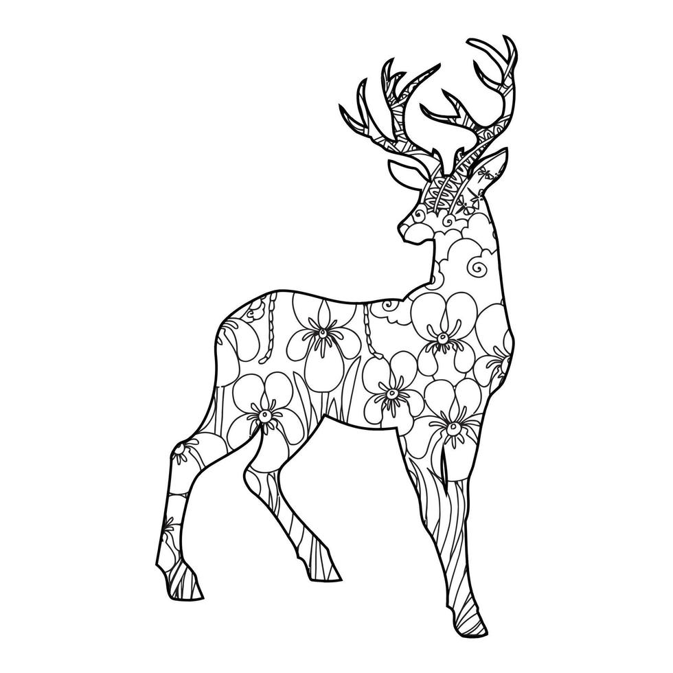 Mandala Deer Coloring Page vector