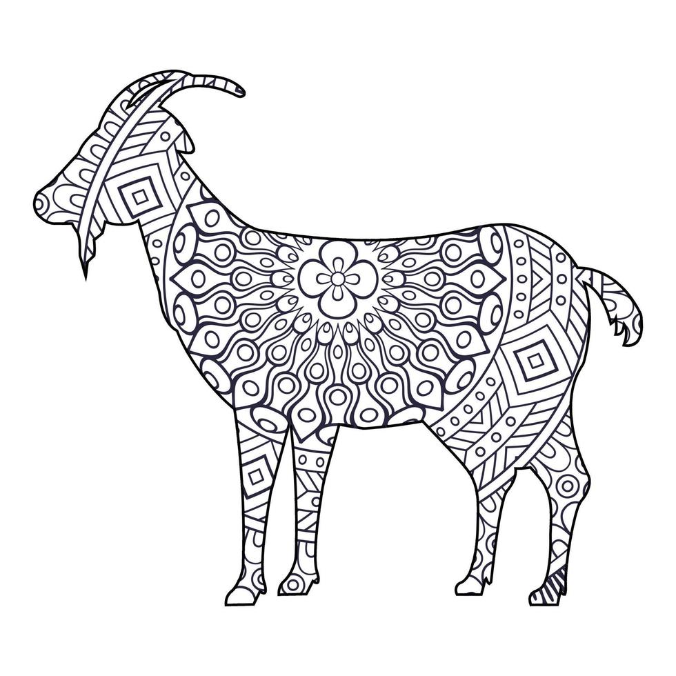 Mandala Goat Coloring Page vector