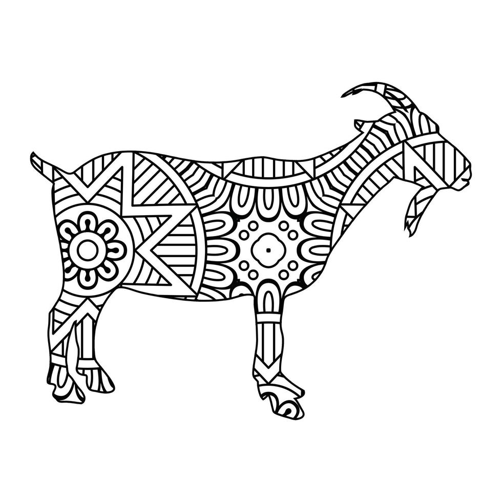 Mandala Goat Coloring Page vector