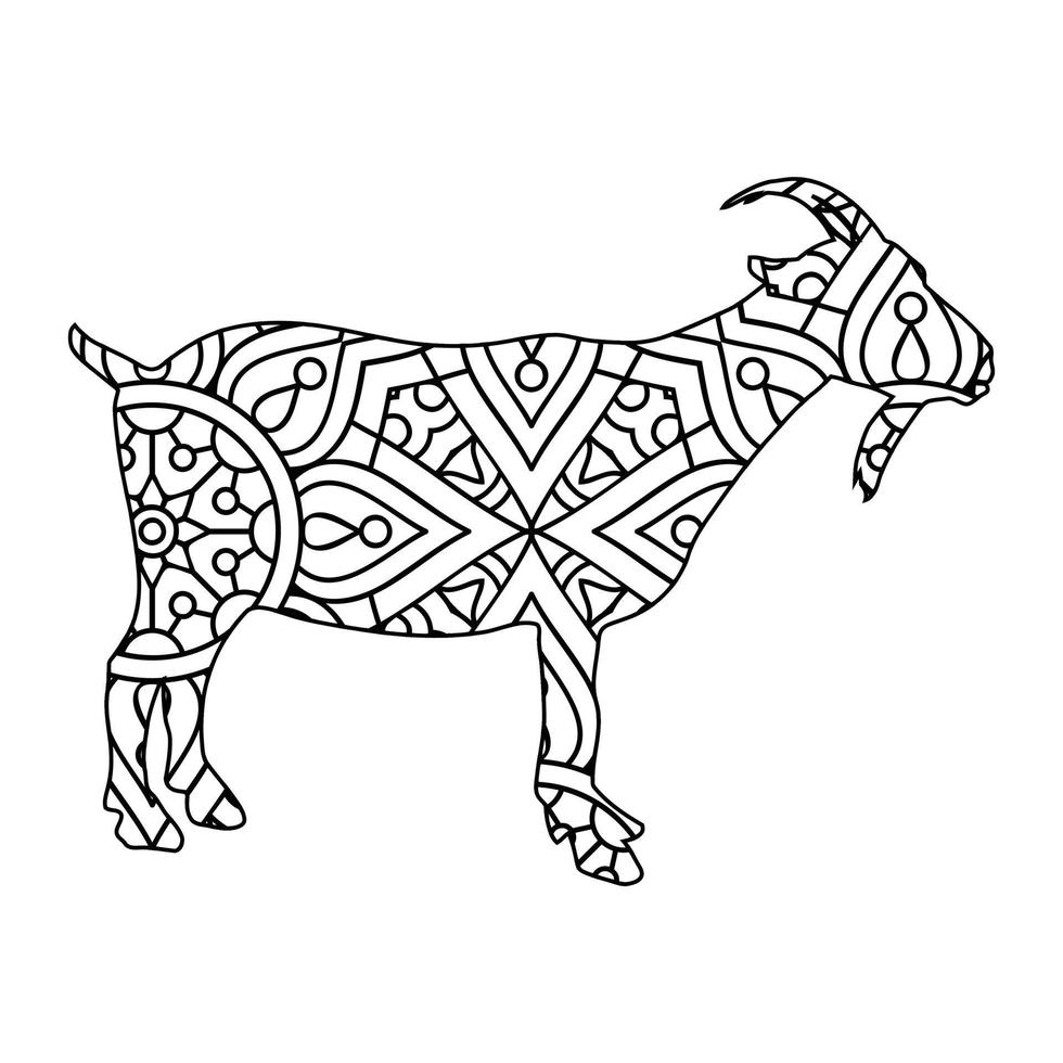 Mandala Goat Coloring Page vector