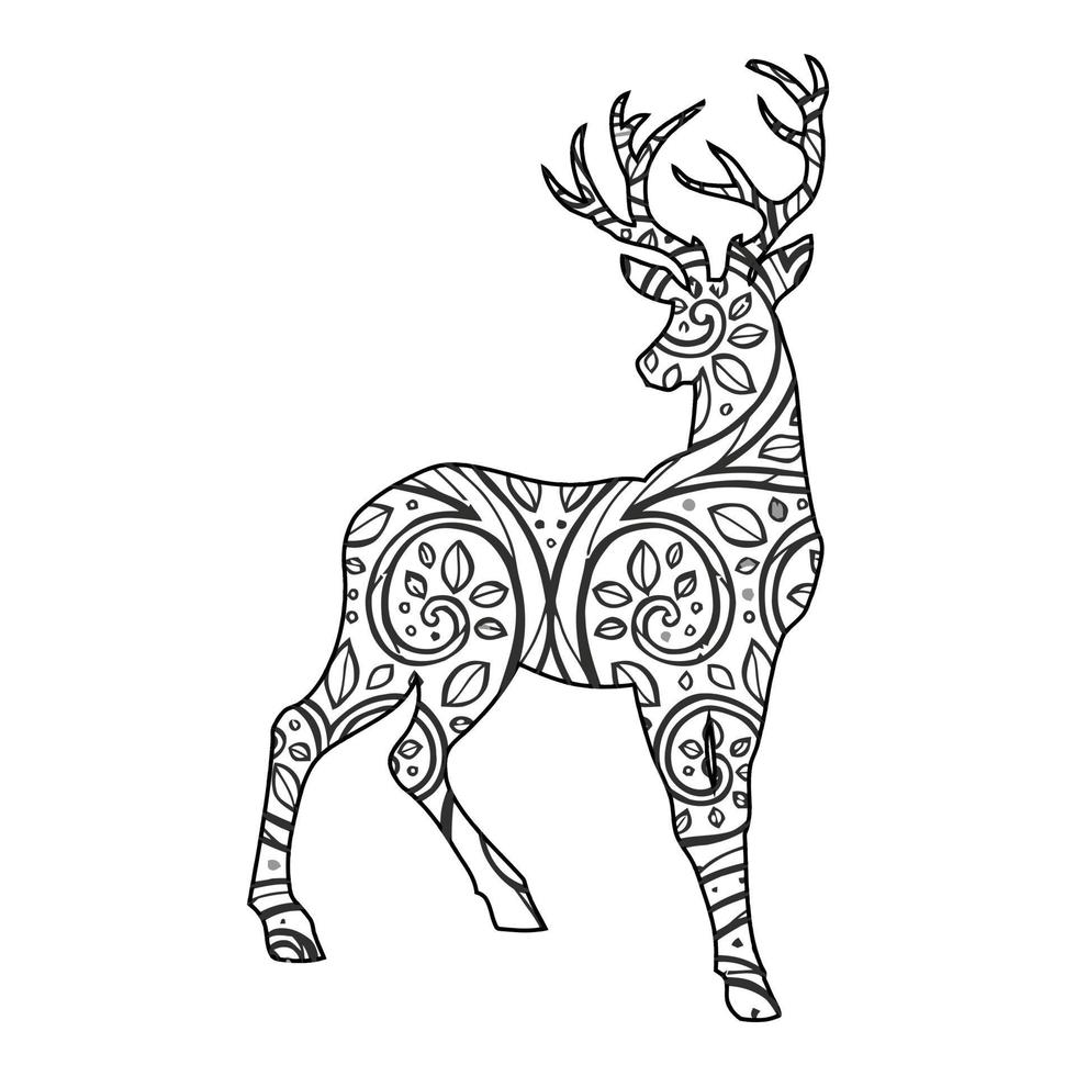 Mandala Deer Coloring Page vector