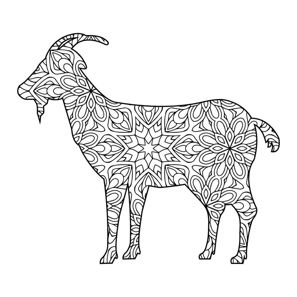 Mandala Goat Coloring Page vector