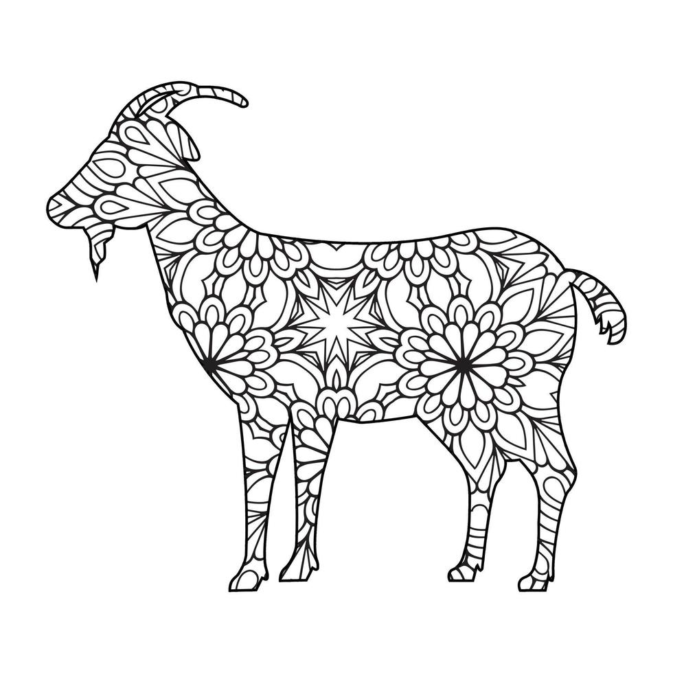 Mandala Goat Coloring Page vector