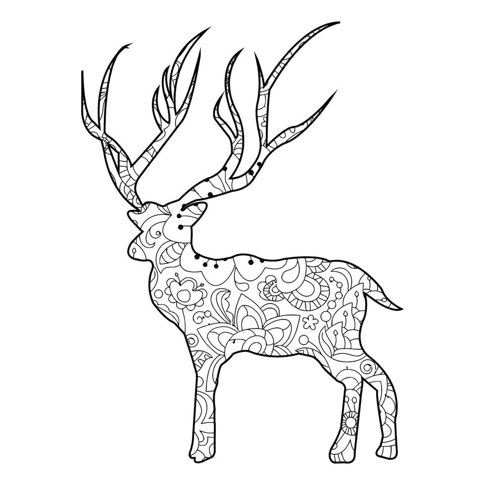 Mandala Deer Coloring Page vector