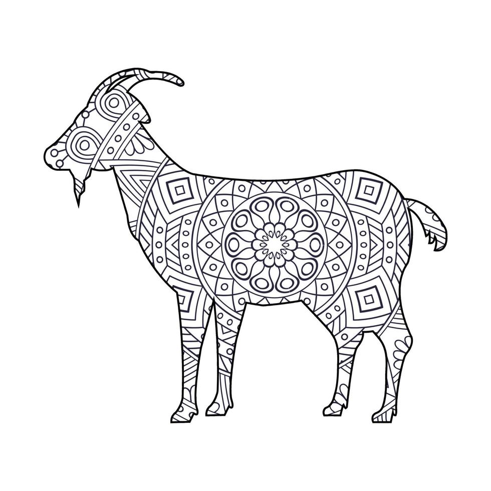 Mandala Goat Coloring Page vector