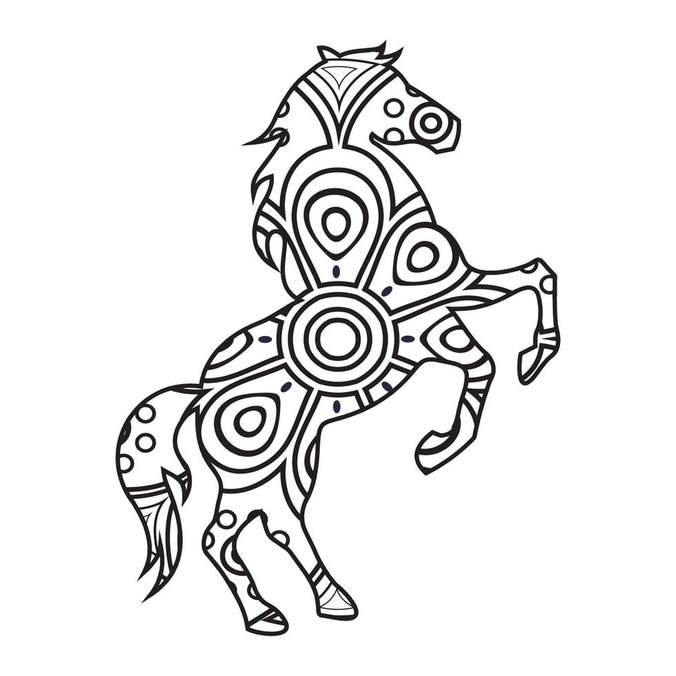 mandala caballo página para colorear vector